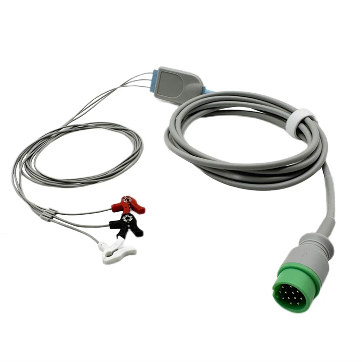 BIOLIGHT 12-Pin 3-Lead ECG/EKG Cable With Neonatal Patient Clip