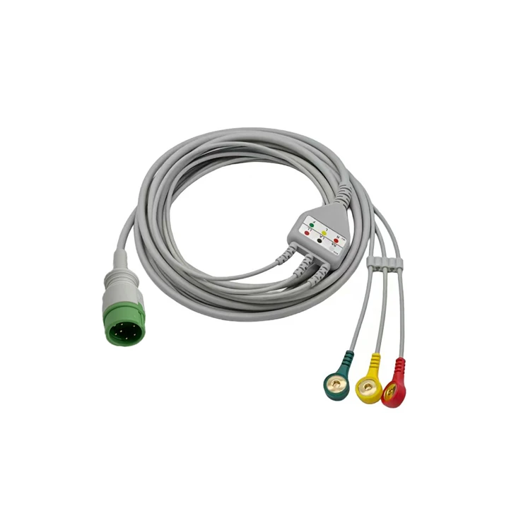 Carewell 6-Pin 3-Lead ECG/EKG Cable, AHA & IEC Snap / Grabber Clips high quality