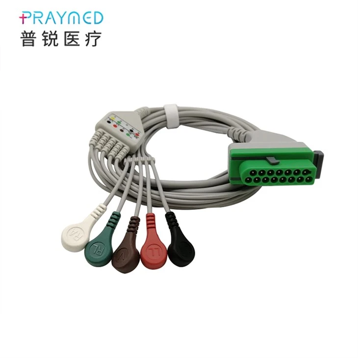 Fukuda 15-pin 5-lead ECG/EKG Cable
