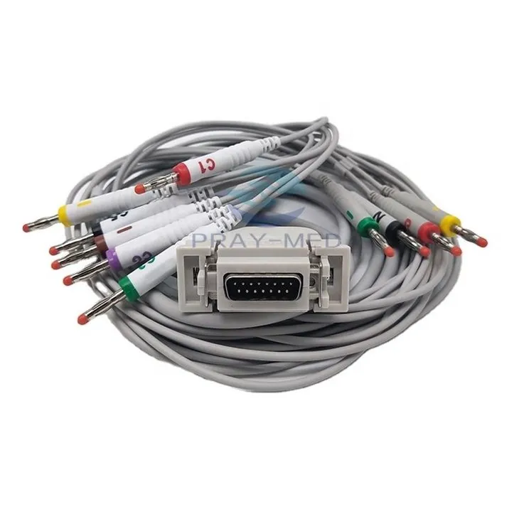 Hellige Compatible 15-Pin 10-Lead ECG/EKG Cable