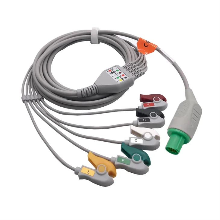 Hellige 10-Pin 5-Lead Elbow ECG/EKG Cable