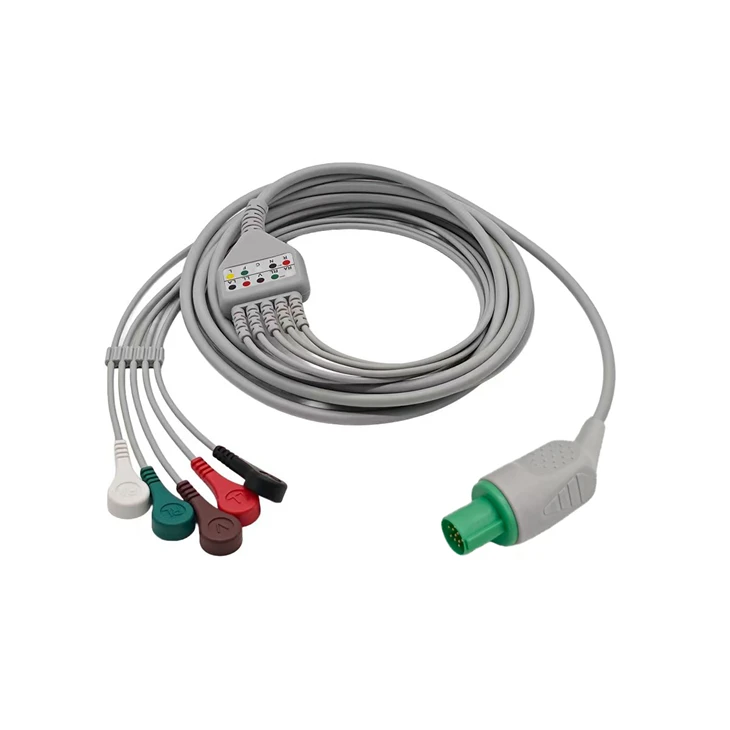 Hellige 10-Pin 5-Lead Elbow ECG/EKG Cable factory