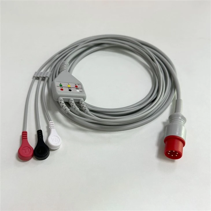 M&B Compatible 6-Pin 3-Lead Reusable Snap ECG Cable suppliers