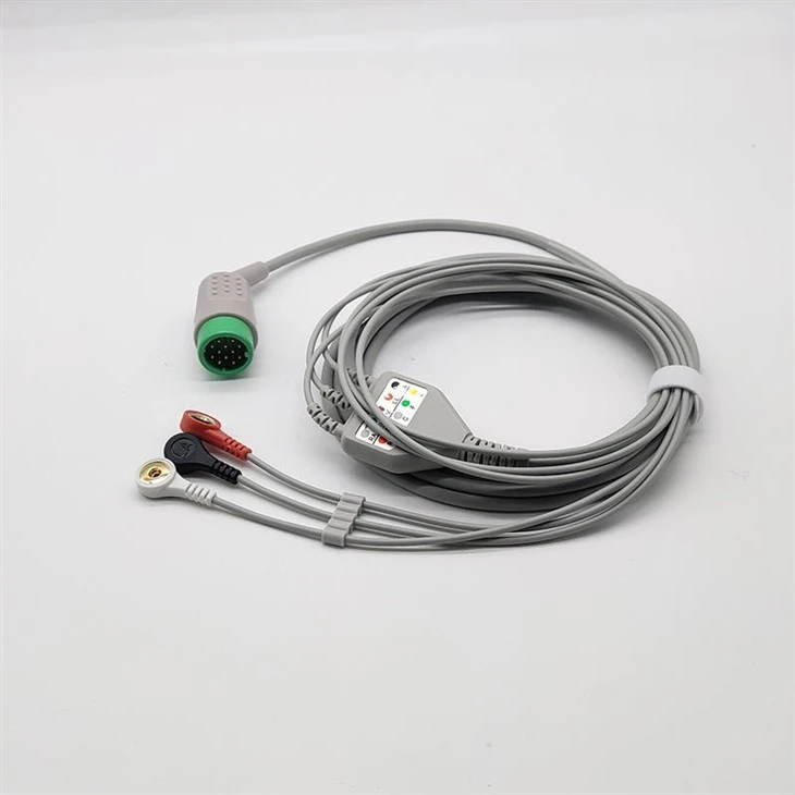 Medtronic lifepak Compatible 12-Pin 3-Lead Angled Snap ECG Cable (IEC + AHA) best