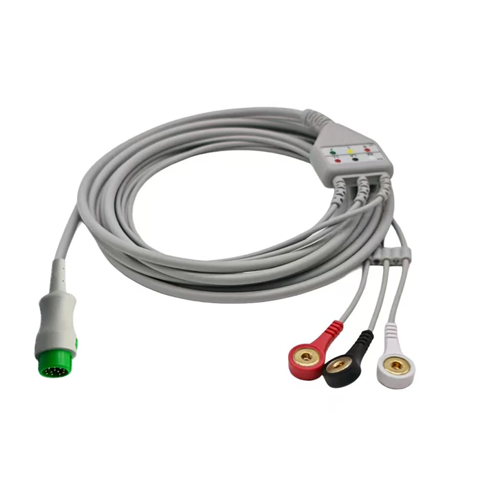 Mindray 12-Pin 3-Lead ECG Cable, AHA & IEC Snap / Grabber Clips suppliers