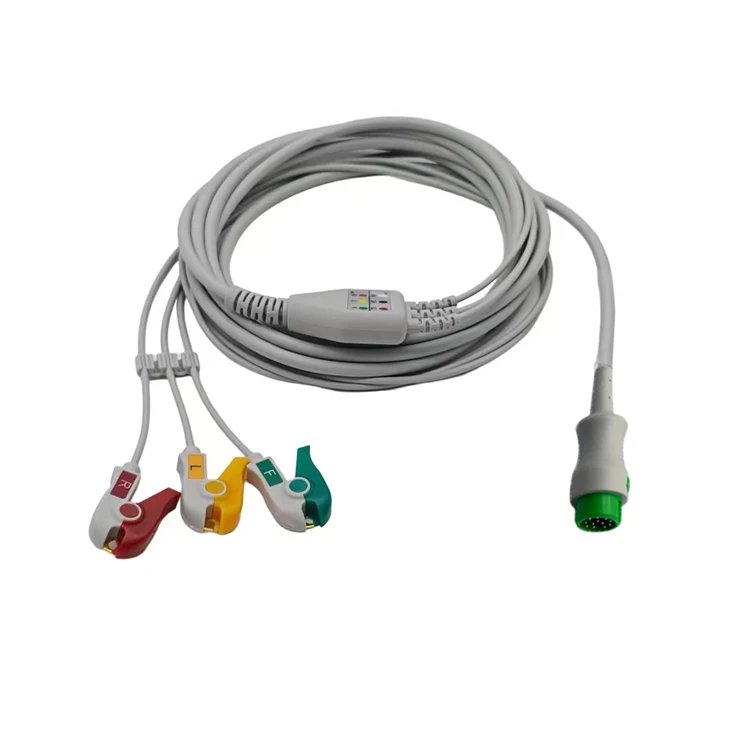 Mindray 12-Pin 3-Lead ECG Cable, AHA & IEC Snap / Grabber Clips factory