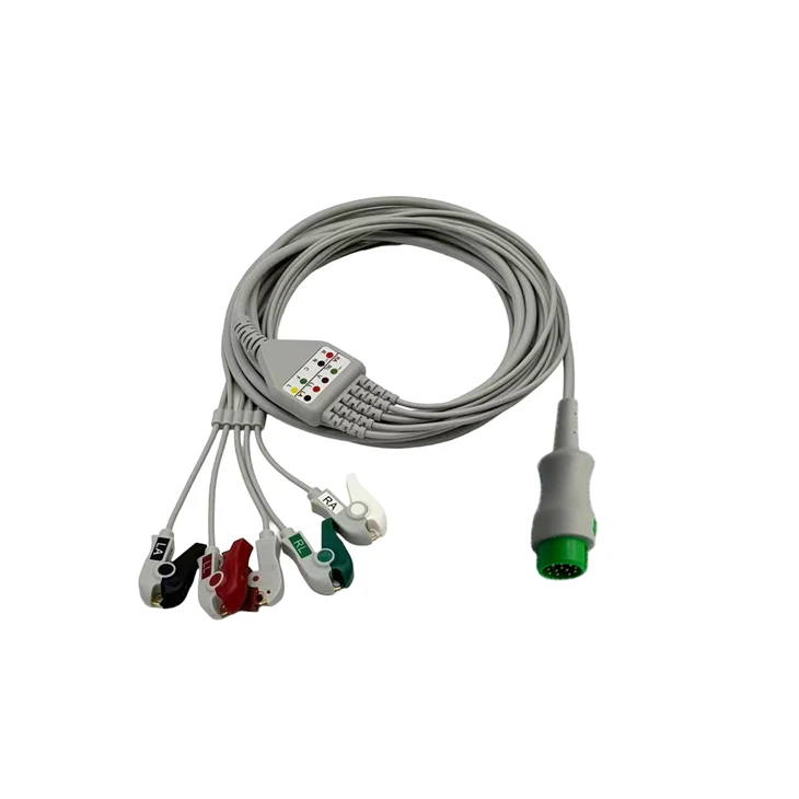Mindray 12-Pin 5-Lead ECG Cable, AHA & IEC Snap / Grabber Clips factory