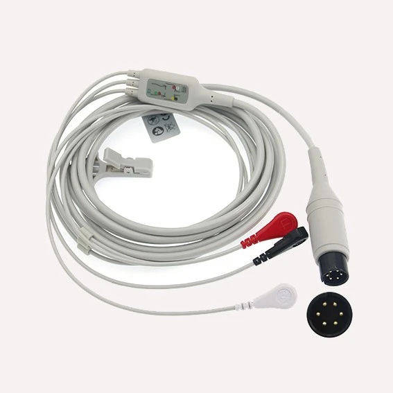 Mindray 6-Pin 3-Lead ECG Cable, AHA & IEC Snap / Grabber Clips high quality