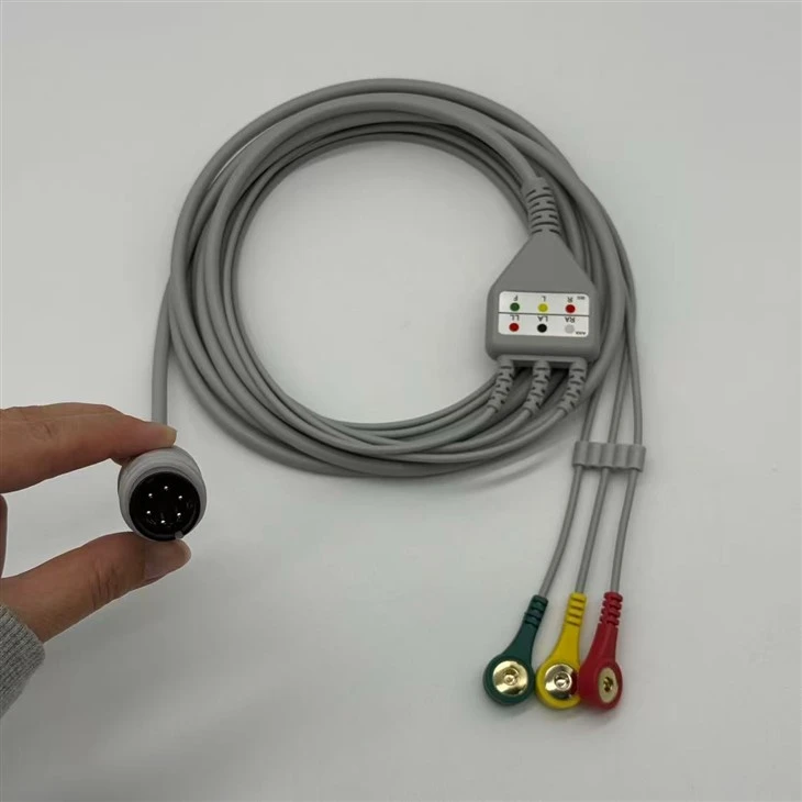 Mindray 6-Pin 3-Lead ECG Cable, AHA & IEC Snap / Grabber Clips factory