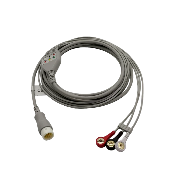 Philips 12-pin 3-lead AHA Snap ECG Cable