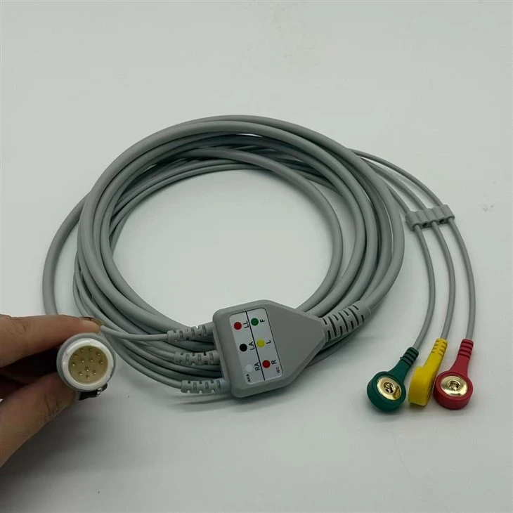 Philips 12-pin 3-lead IEC Snap ECG/EKG Cable factory