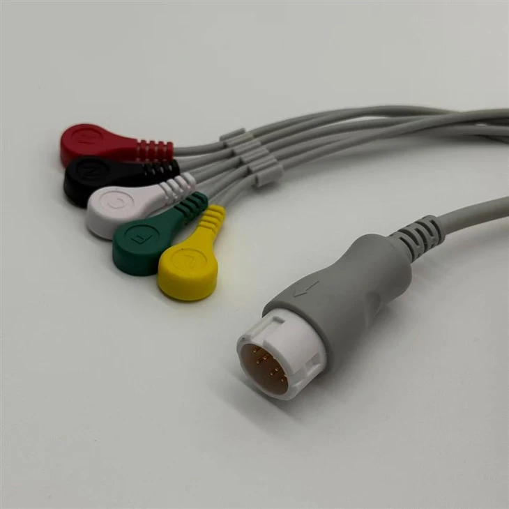 Philips 12-pin Round 5-lead IEC Snap ECG/EKG Cable factory