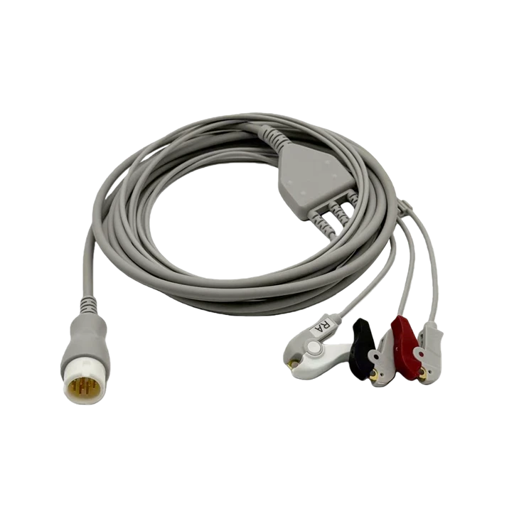 Philips 12-Pin 3-Lead AHA ECG Cable With Grabber Clips