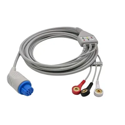 Datex-Ohmeda 10-Pin 3-Lead ECG/EKG Cable