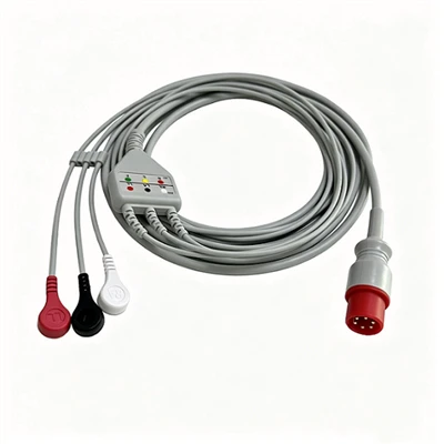 M&B Compatible 6-Pin 3-Lead Reusable Snap ECG Cable