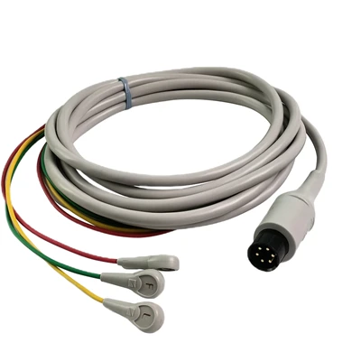 Nihon Kohden Compatible 6-Pin 3-Lead Reusable ECG/EKG Lead Wire BJ-753P
