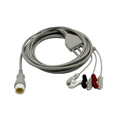 Philips 12-Pin 3-Lead AHA ECG Cable With Grabber Clips