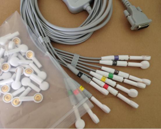 Schiller AT1/2 10 Lead EKG Cable with Leadwires,IEC,banana/clip/snap with Long Screw
