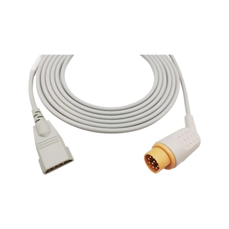 Round 10 Pin IBP Transducer Blood Pressure Extension Adapter Cable Compatible For Simens