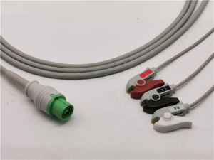 Mindray Compatible One-Piece ECG Transducer Cable 3 Leads Clips